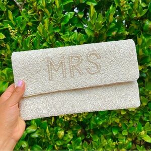 MRS Pearl Beaded Clutch Purse for BRIDE